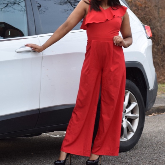 francesca's red jumpsuit